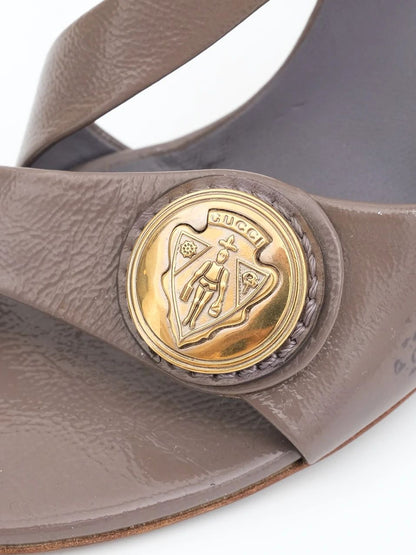 Gucci Gray High-Heeled Slingback Shoes Leather Size 35.5 Excellent