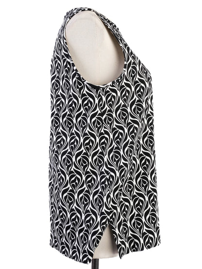 Excellent Max Mara Sleeveless Black and White Patterned Dress Women