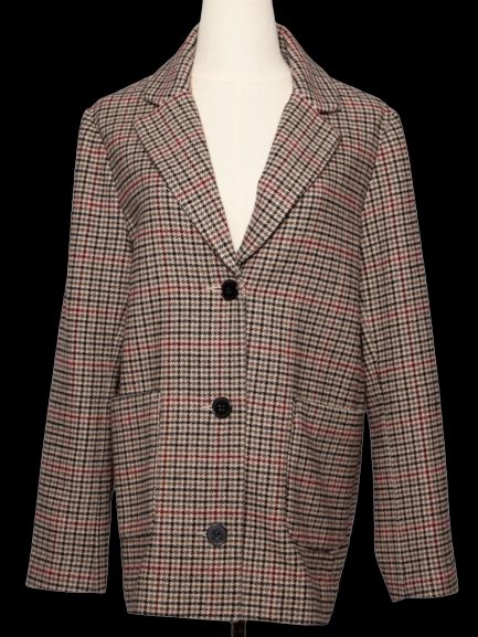 Good Velvet White Checkered Jacket Size M Angora Wool Women&