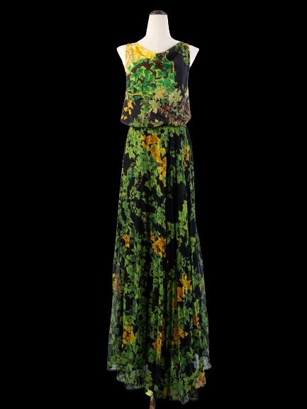 Excellent Class Roberto Cavalli Nature-Inspired Silk Dress Size M
