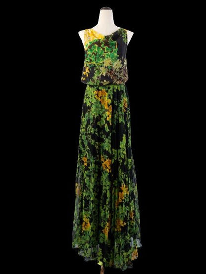 Excellent Class Roberto Cavalli Nature-Inspired Silk Dress Size M
