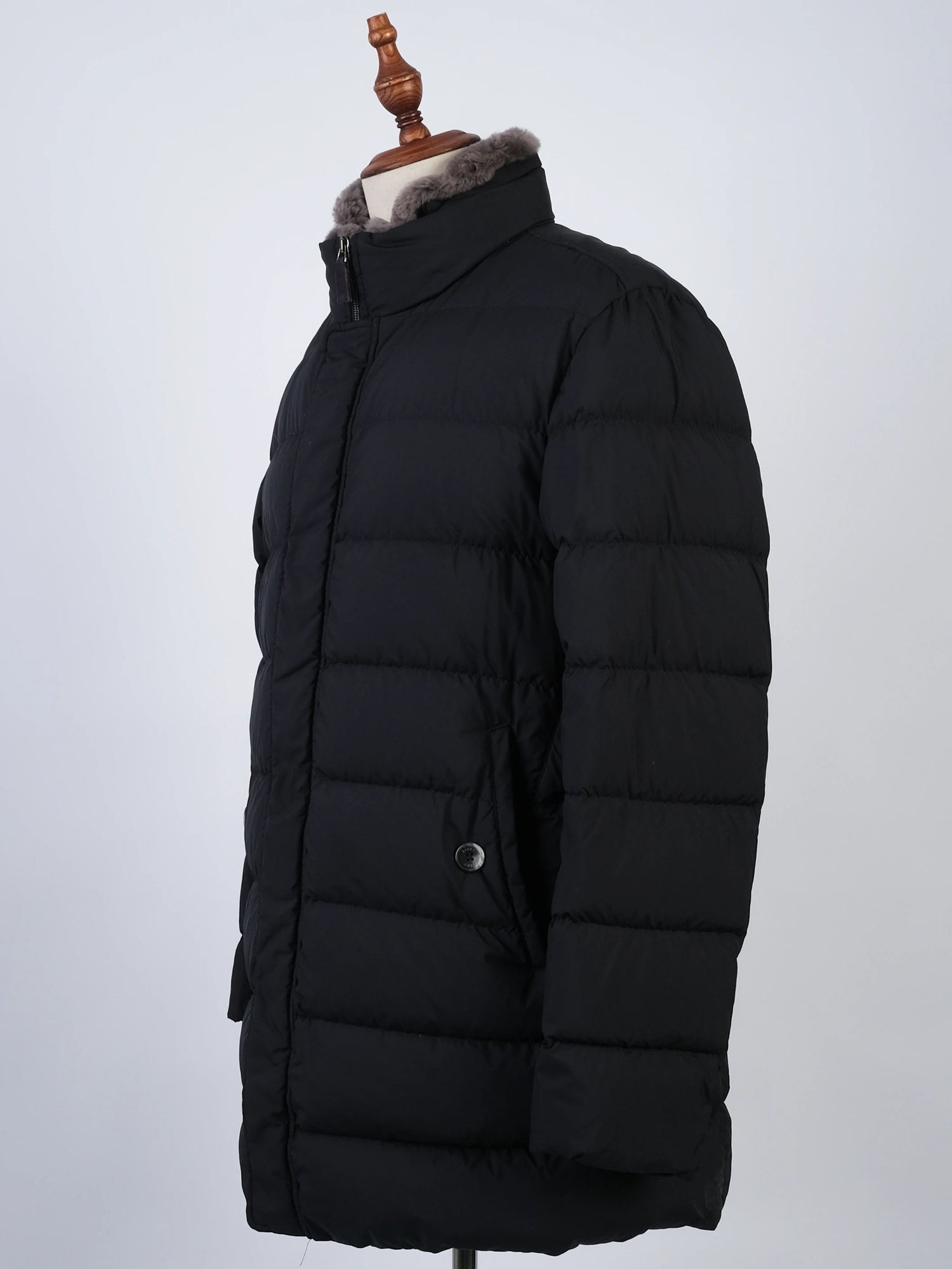 Excellent Herno Blue Padded Winter Coat with Fur Trim Size L