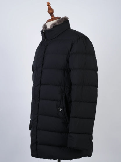 Excellent Herno Blue Padded Winter Coat with Fur Trim Size L