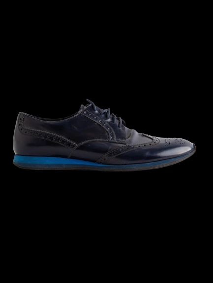 Good Prada Blue Lacquer Formal Brogue Shoes Size 39.5