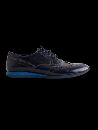 Good Prada Blue Lacquer Formal Brogue Shoes Size 39.5