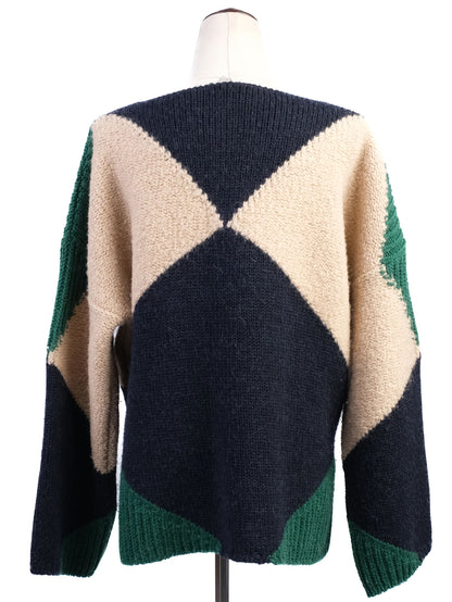 Excellent Stella McCartney Knitted Sweater M Wool Geometric Pattern