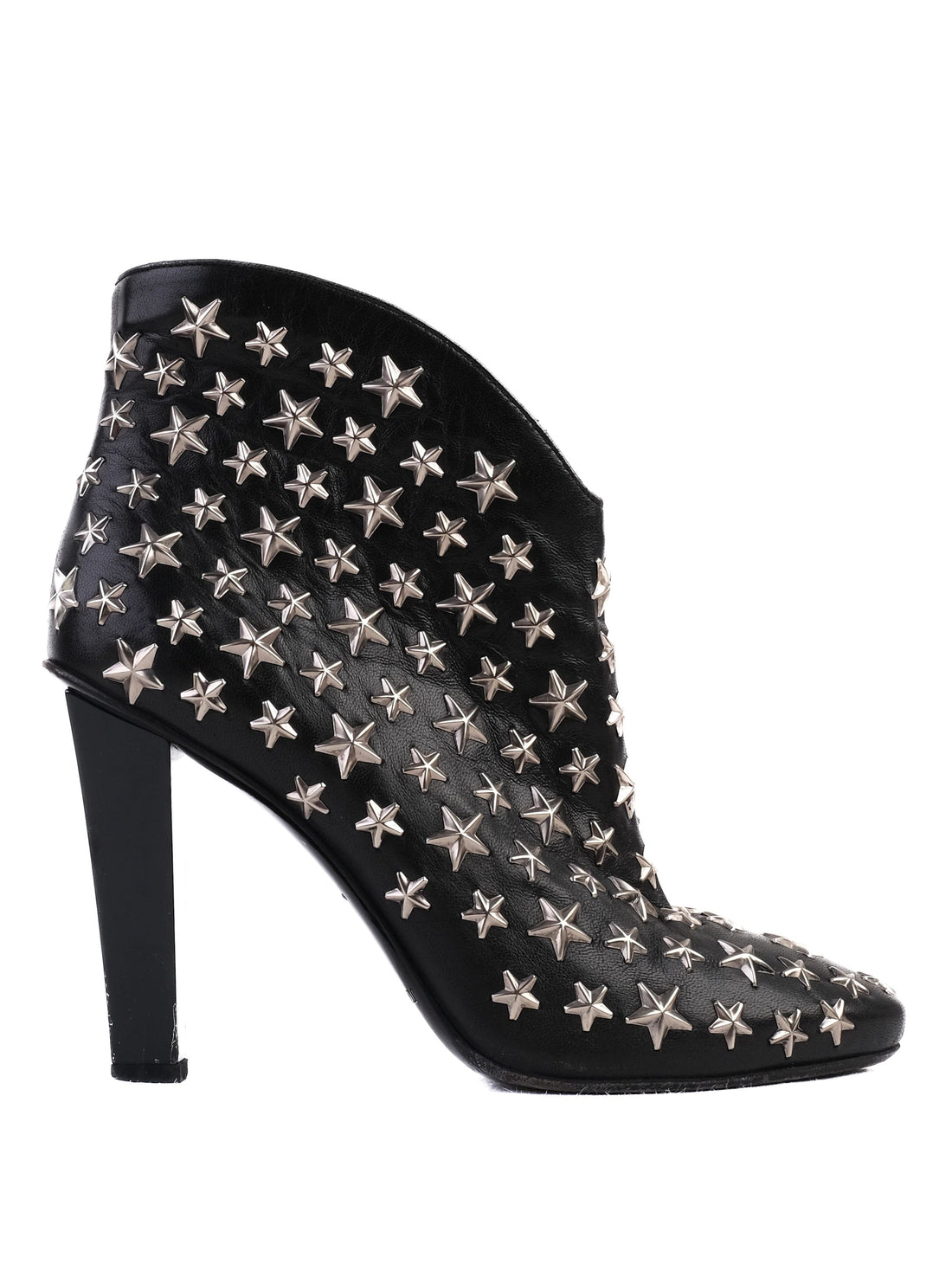 Excellent Jimmy Choo Black Leather High-Heeled Ankle Boots Size 38.5