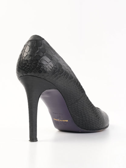 Excellent Laurel Black Leather High-Heeled Shoes Size 37