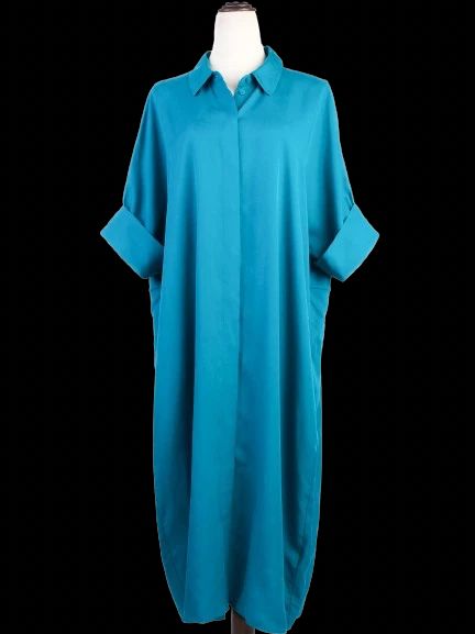 NEW Cos Teal Shirt Dress Long Sleeve Size M