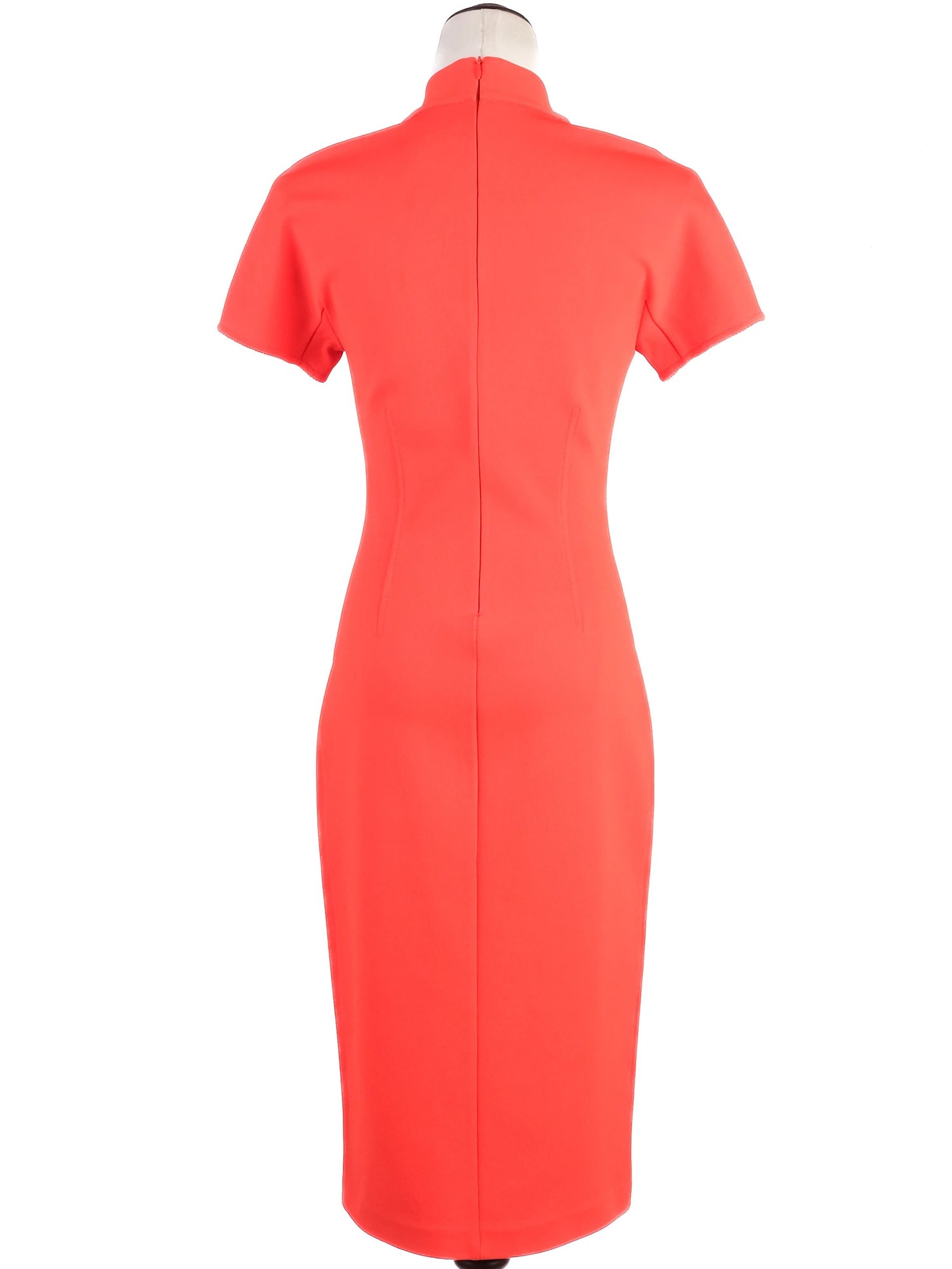 Excellent St. John Red Viscose Dress Size S with Structured Collar