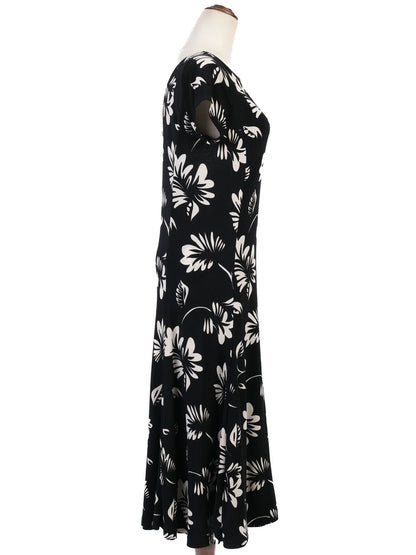 Excellent Ralph Lauren Black Floral Dress Size S Women&