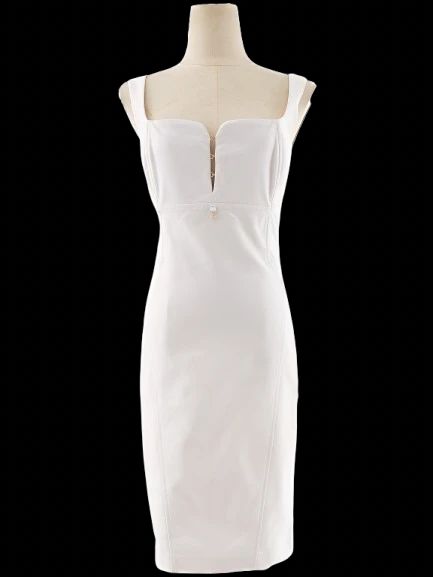Elisabetta Franchi White Sleeveless Dress Size M Excellent Condition