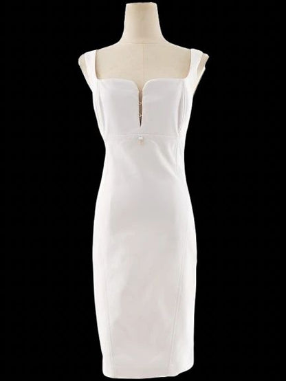 Elisabetta Franchi White Sleeveless Dress Size M Excellent Condition