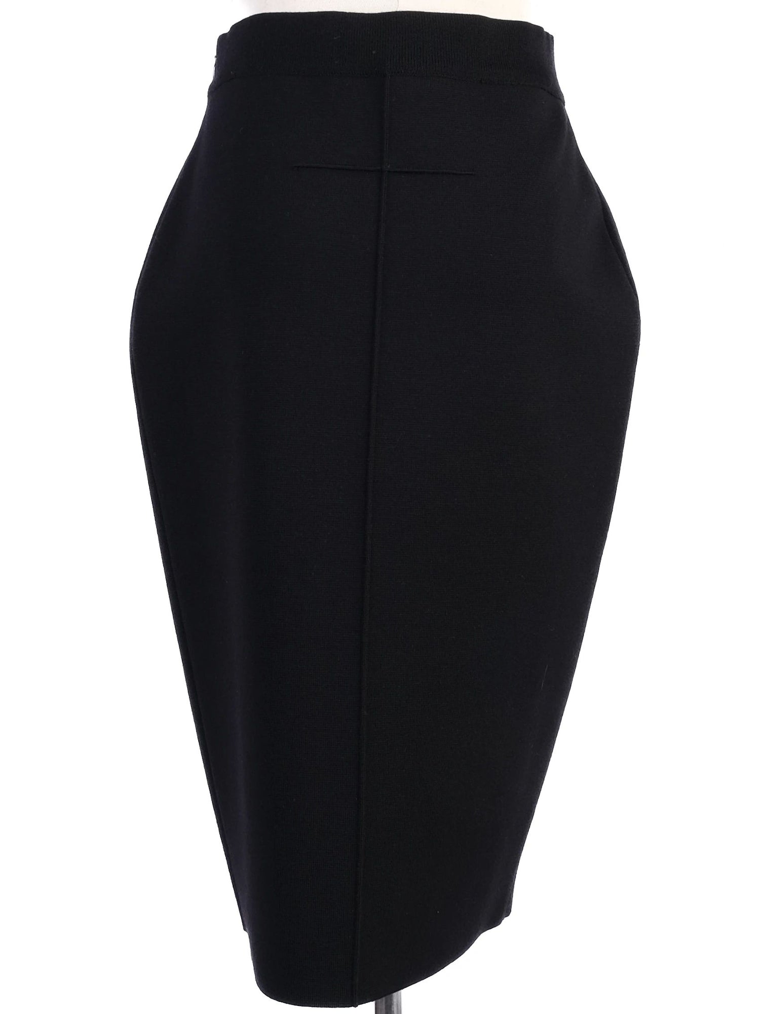 Excellent Givenchy Black Wool Pencil Skirt Size S with Quilted Sides