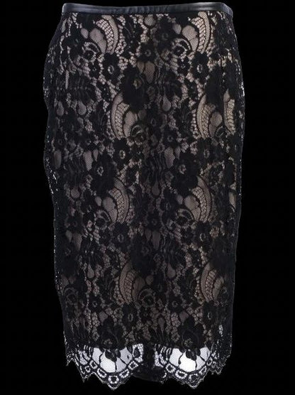 NEW By Malene Birger Black Lace Floral Pencil Skirt Size M
