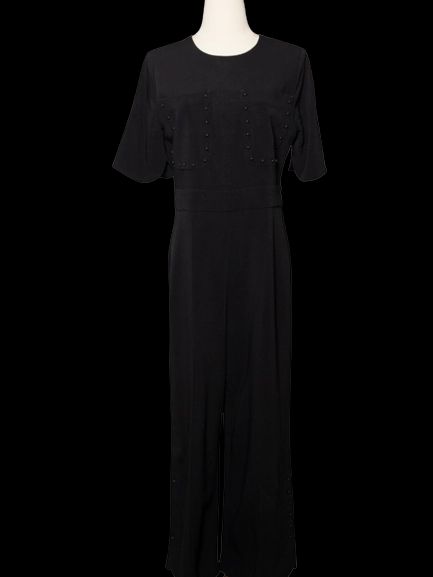 Average Max Mara Black Polyester Jumpsuit Size M with Decorative Buttons