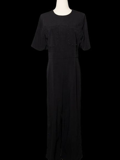 Average Max Mara Black Polyester Jumpsuit Size M with Decorative Buttons