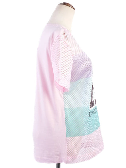 Excellent Emporio Armani Pink Cotton Mesh T-Shirt Size M