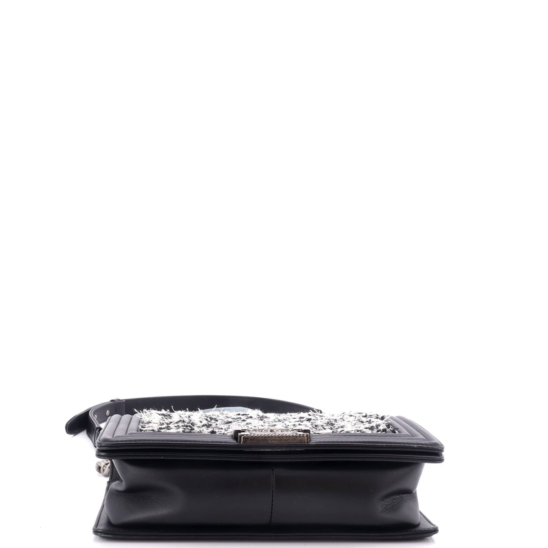 Chanel Boy Flap Bag Braided Tweed Old Medium