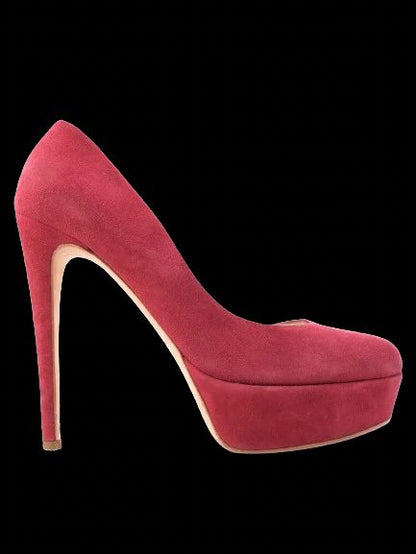 Excellent Rupert Sanderson Red Genuine Suede High-Heeled Pumps Size 38.5