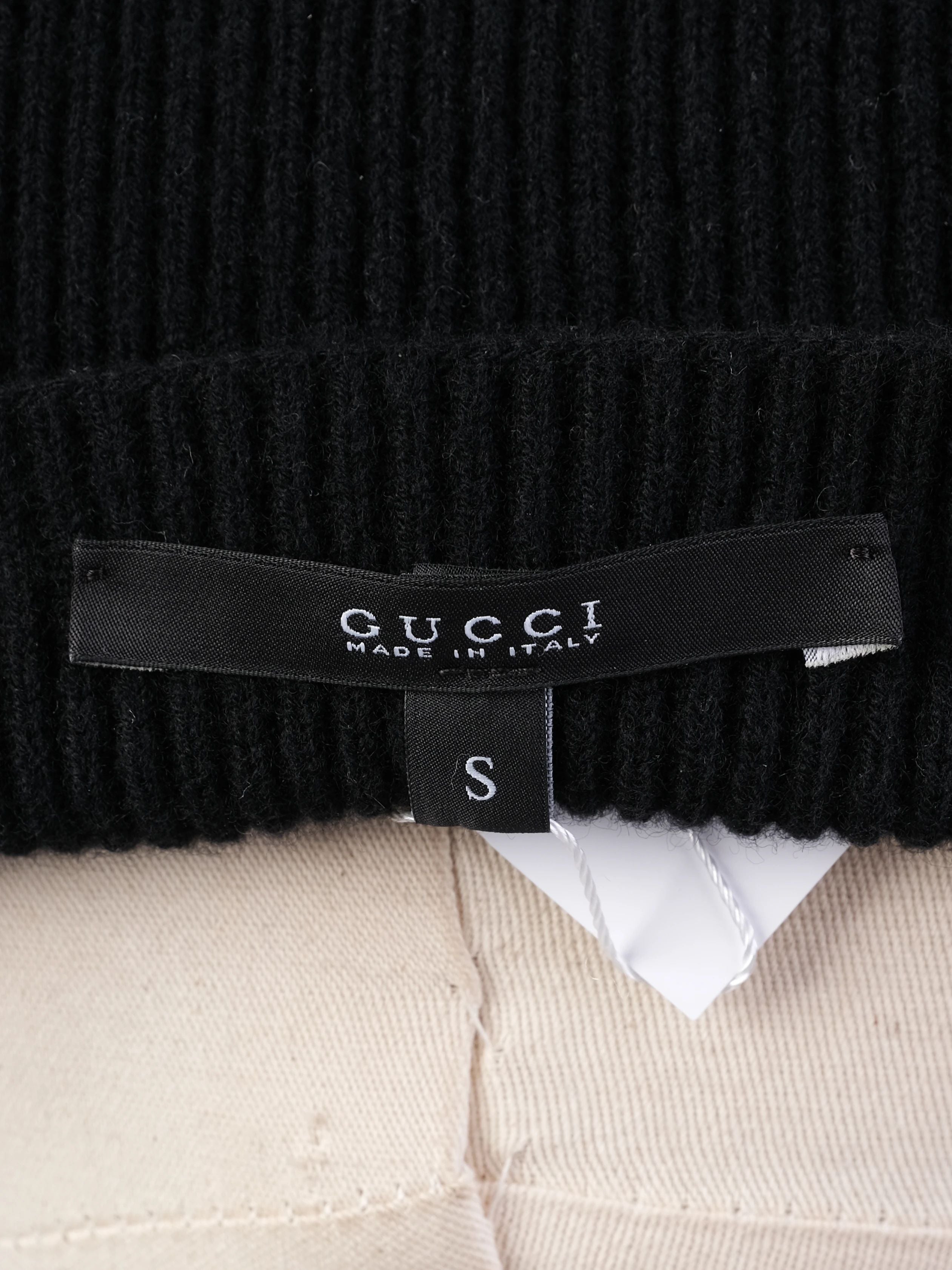 Gucci Black Wool Dress Size S with Draped Peplum Detail