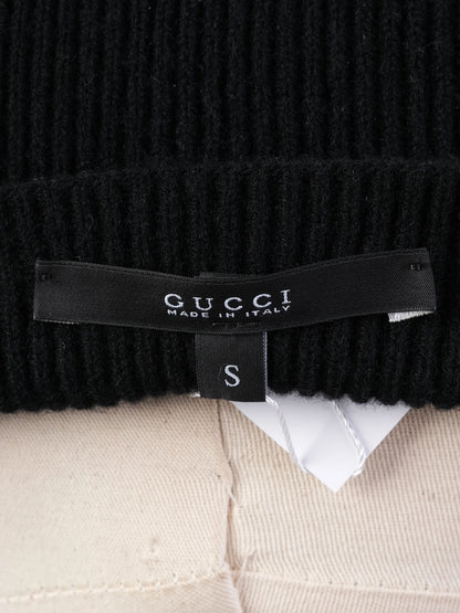 Gucci Black Wool Dress Size S with Draped Peplum Detail