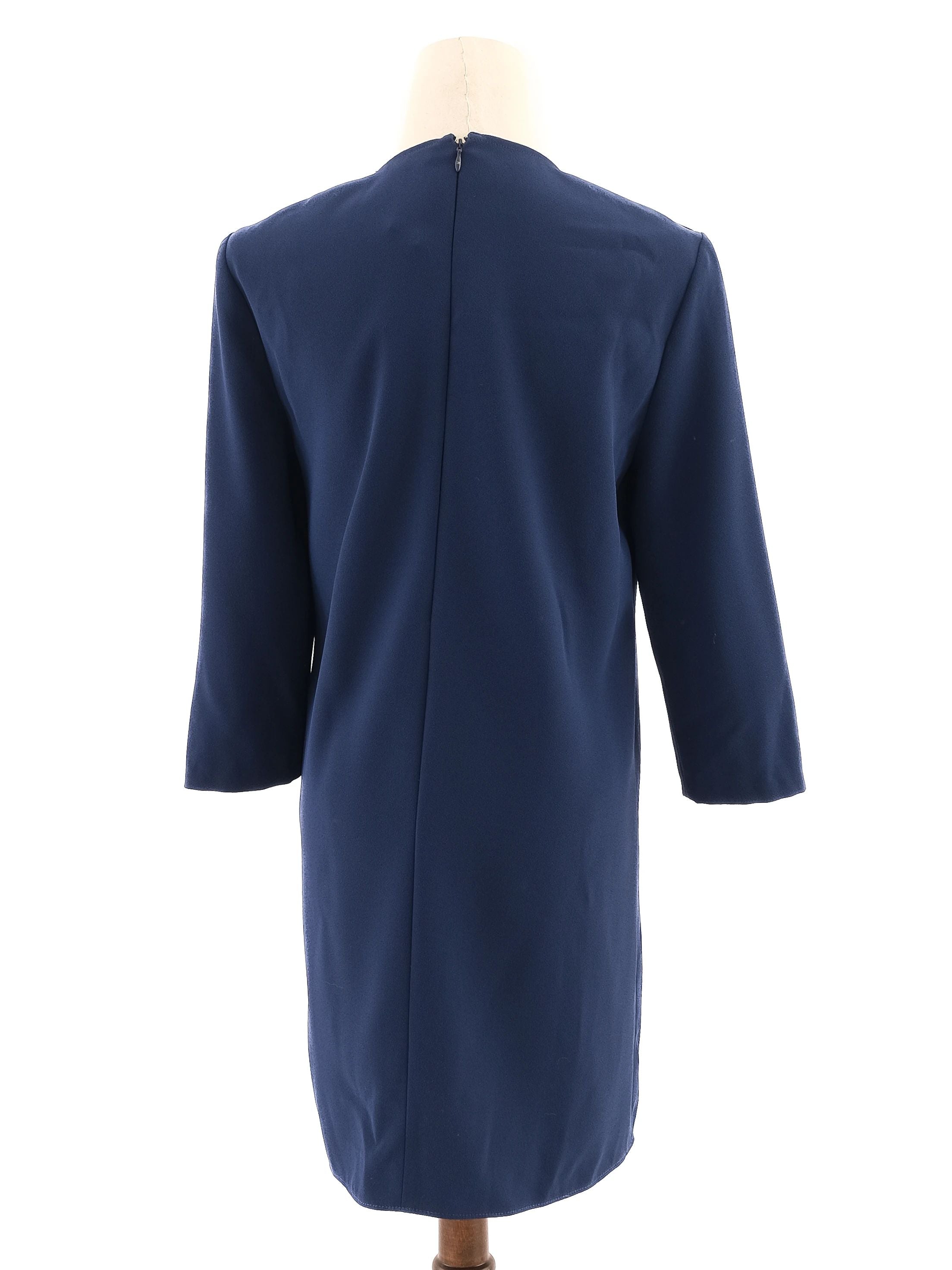 Excellent Elisabetta Franchi Blue Dress Size L with Gold Details