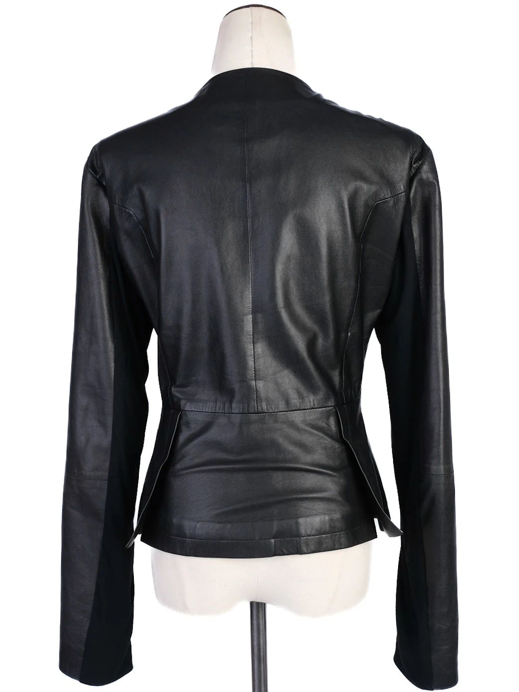 Excellent Emporio Armani Black Leather Jacket Women Size M
