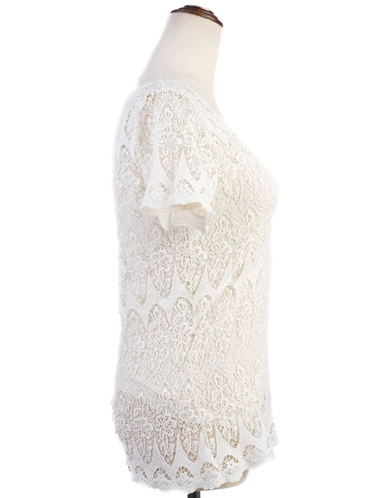 Excellent Ralph Lauren White Lace Top Size S Floral Design