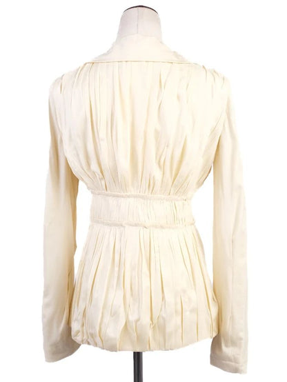 Excellent Alberta Ferretti White Pleated Blouse Size S Viscose