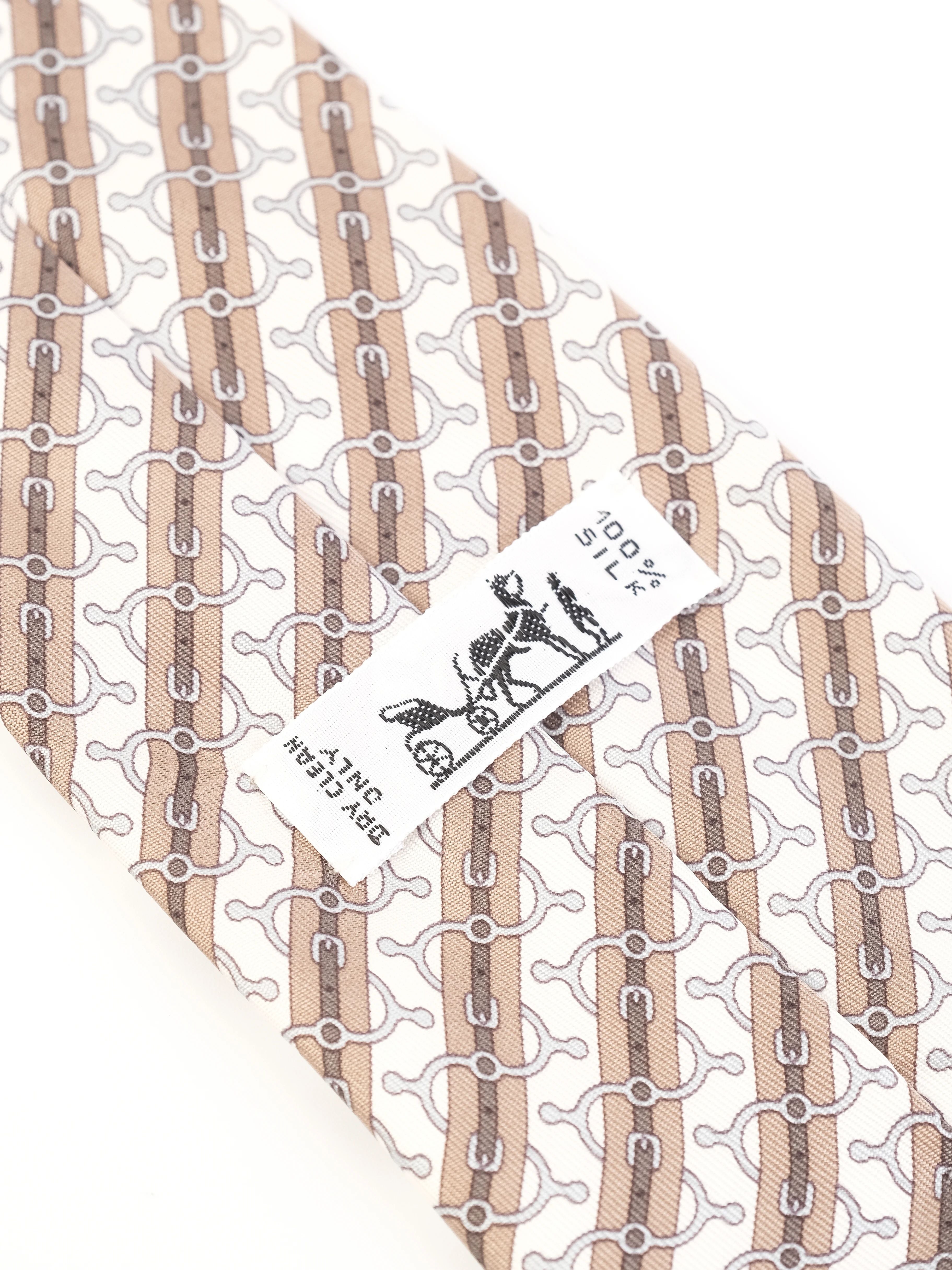 Perfect Hermes Silk Neck Tie Combined Color Patterned Design