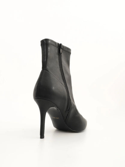 NEW Versace Jeans Black Leather High-Heeled Ankle Boots Size 38