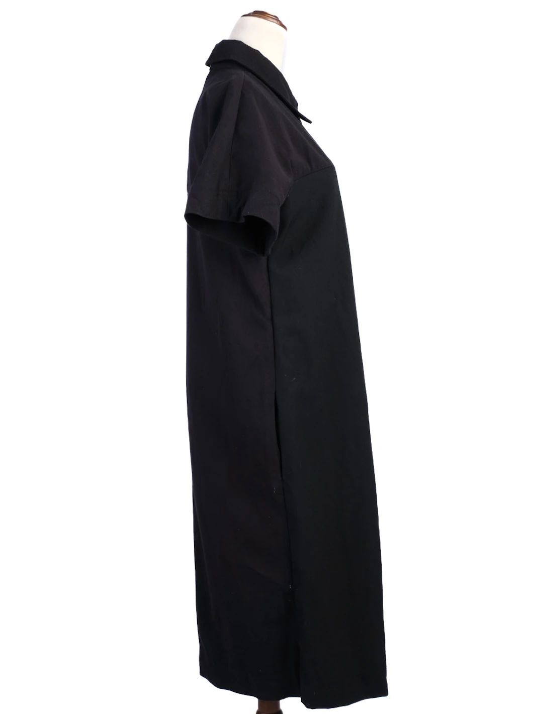 Excellent Celine Black Wool Dress XL with White Buttons