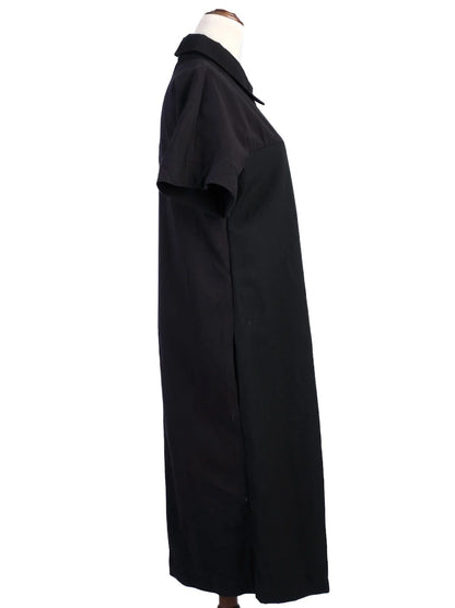 Excellent Celine Black Wool Dress XL with White Buttons
