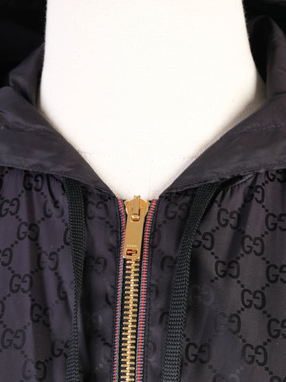 Gucci Black Hooded Jacket Nylon Size S Excellent Condition