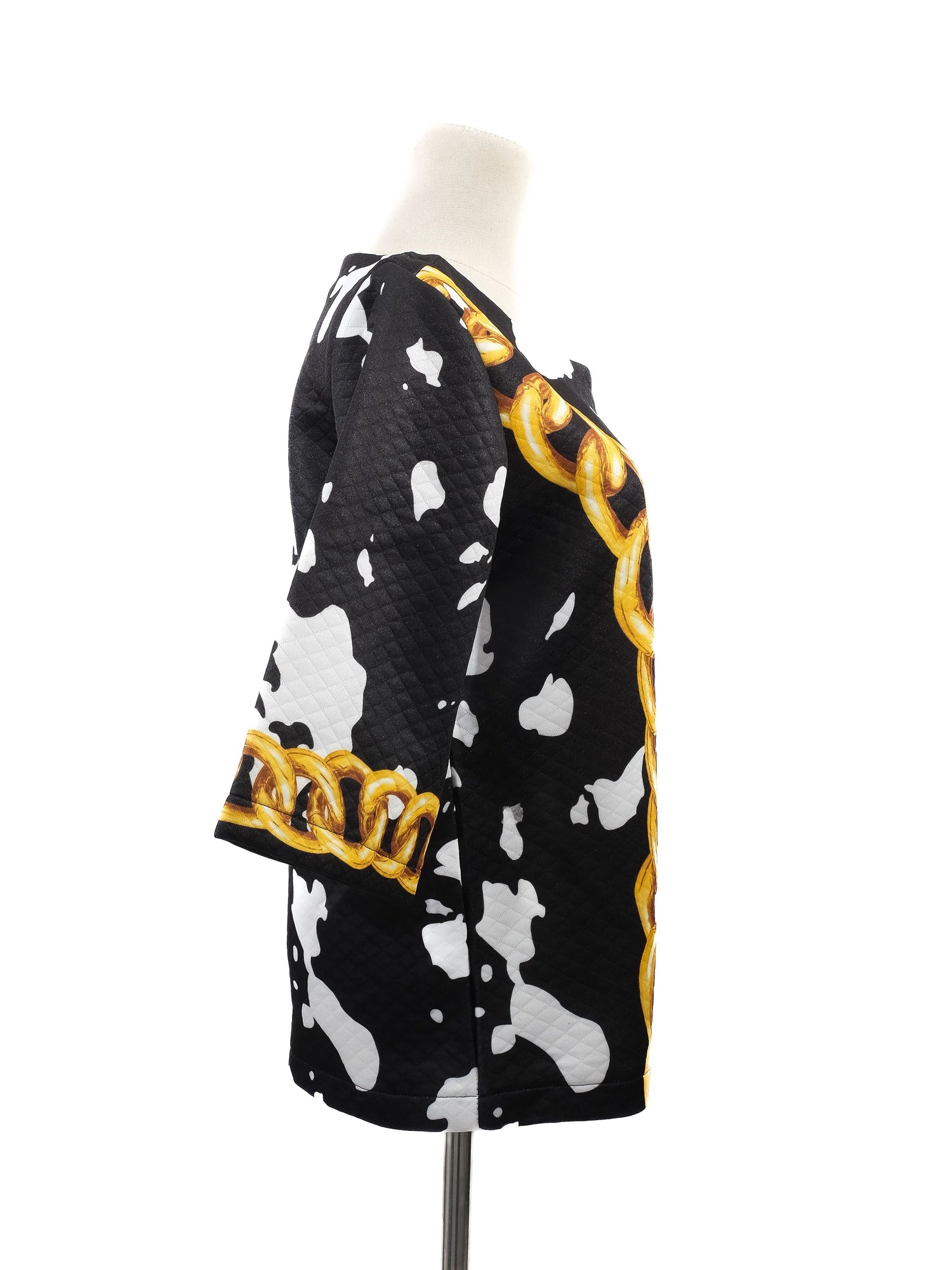 NEW Moschino Black &amp; White Chain Print Top Size L Cotton