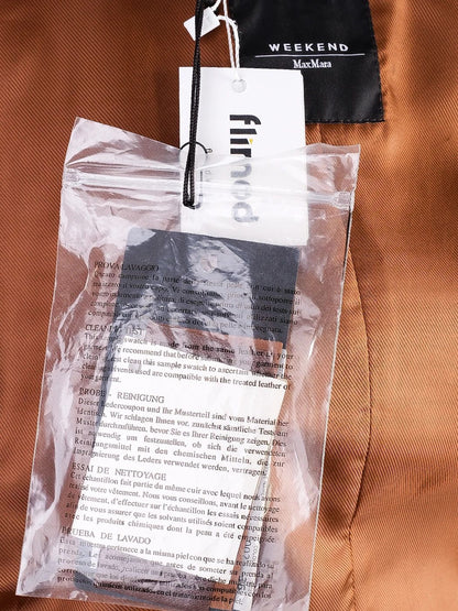 NEW Max Mara Orange Double-Breasted Leather Jacket Size XS