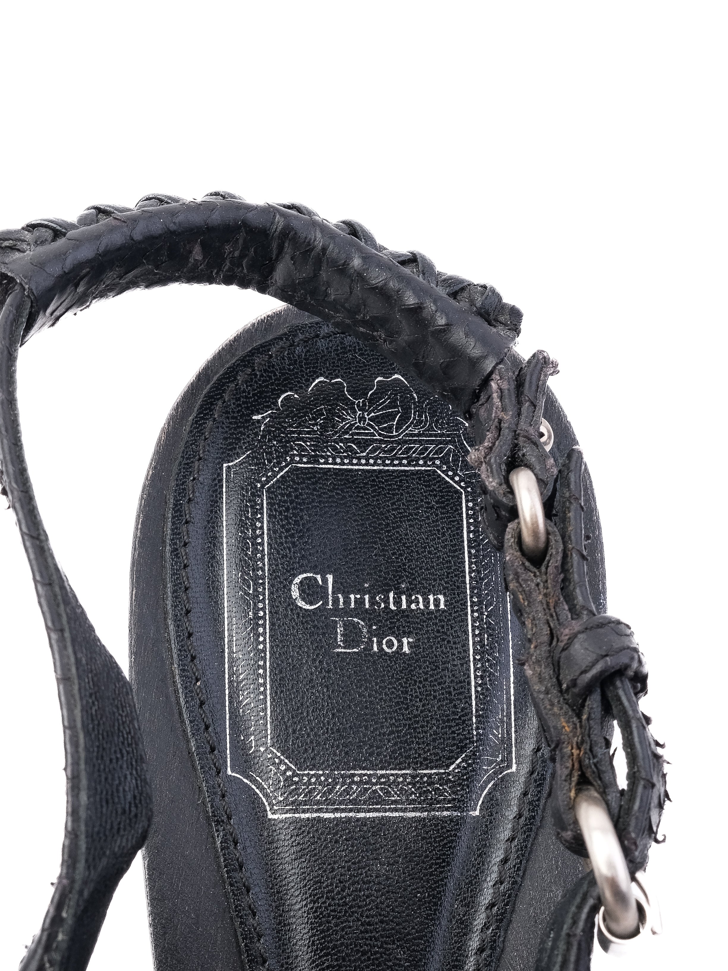 Perfect Dior Black Leather High-Heeled Sandals Size 38