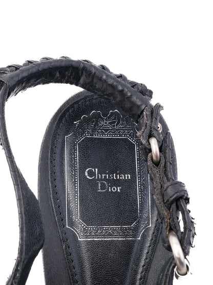 Perfect Dior Black Leather High-Heeled Sandals Size 38