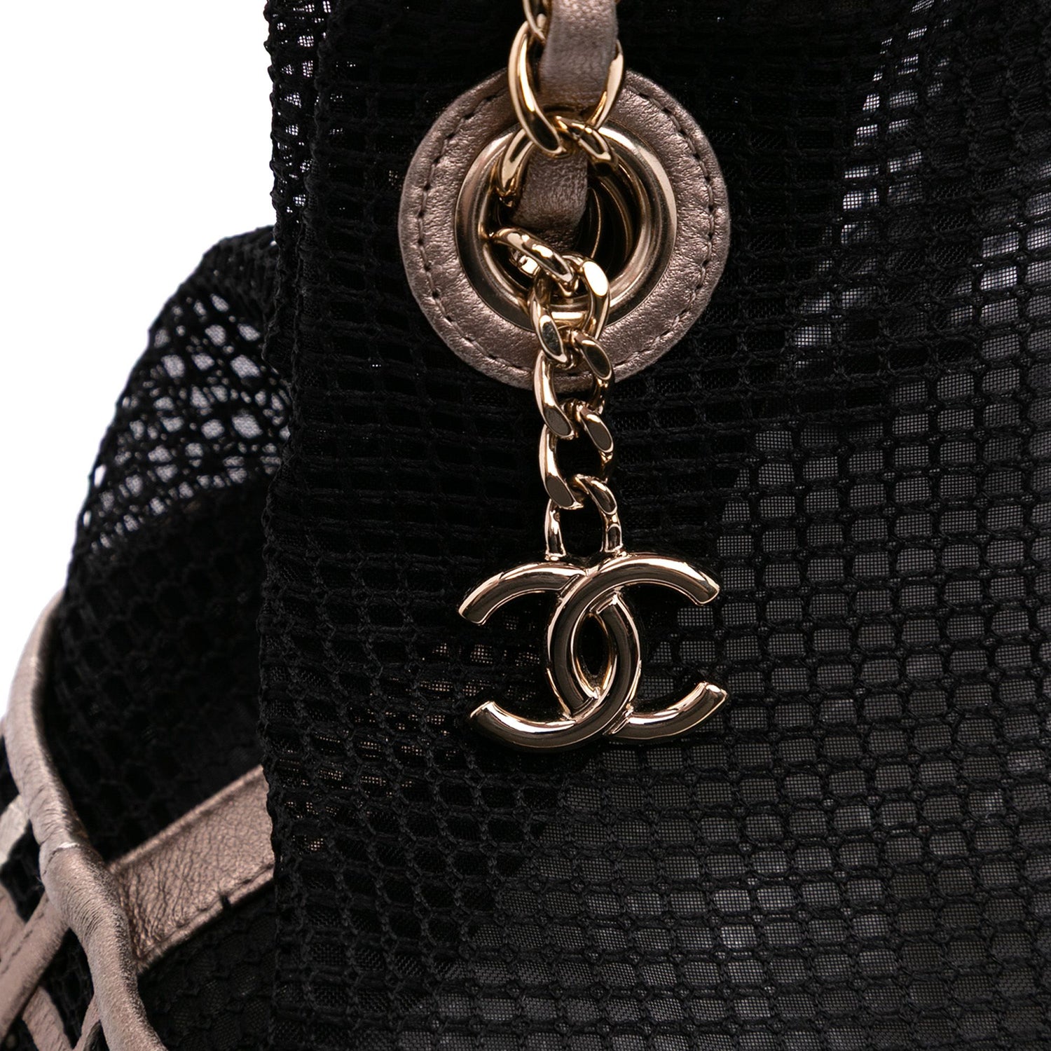 Chanel CC Mesh And Metallic Calfskin Bucket Bag Black