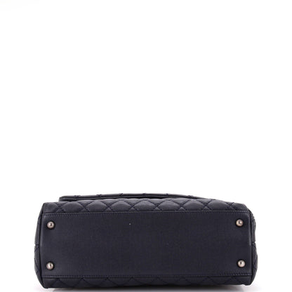 Chanel Coco Top Handle Bag Quilted Caviar With Lizard Small