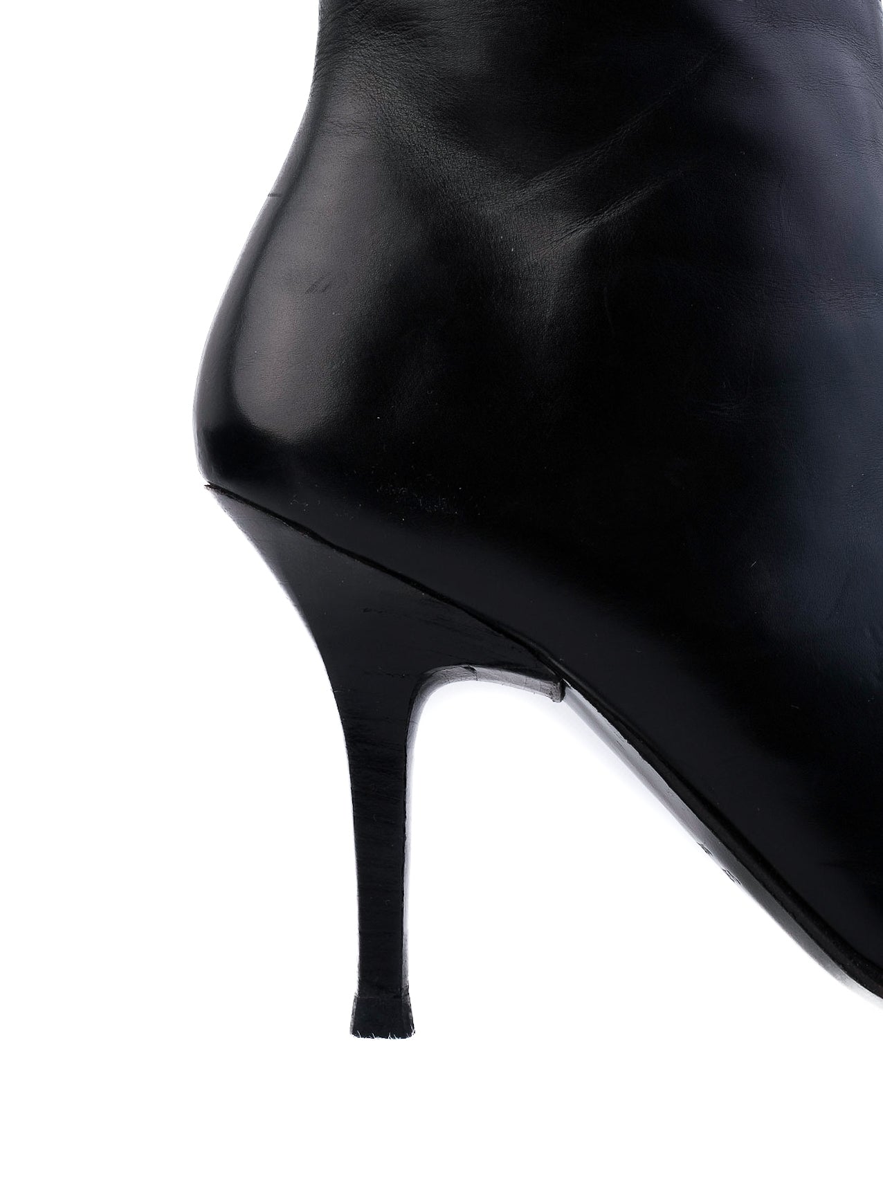 Excellent Leather Knee-High Boots Black Size 36 High Heels
