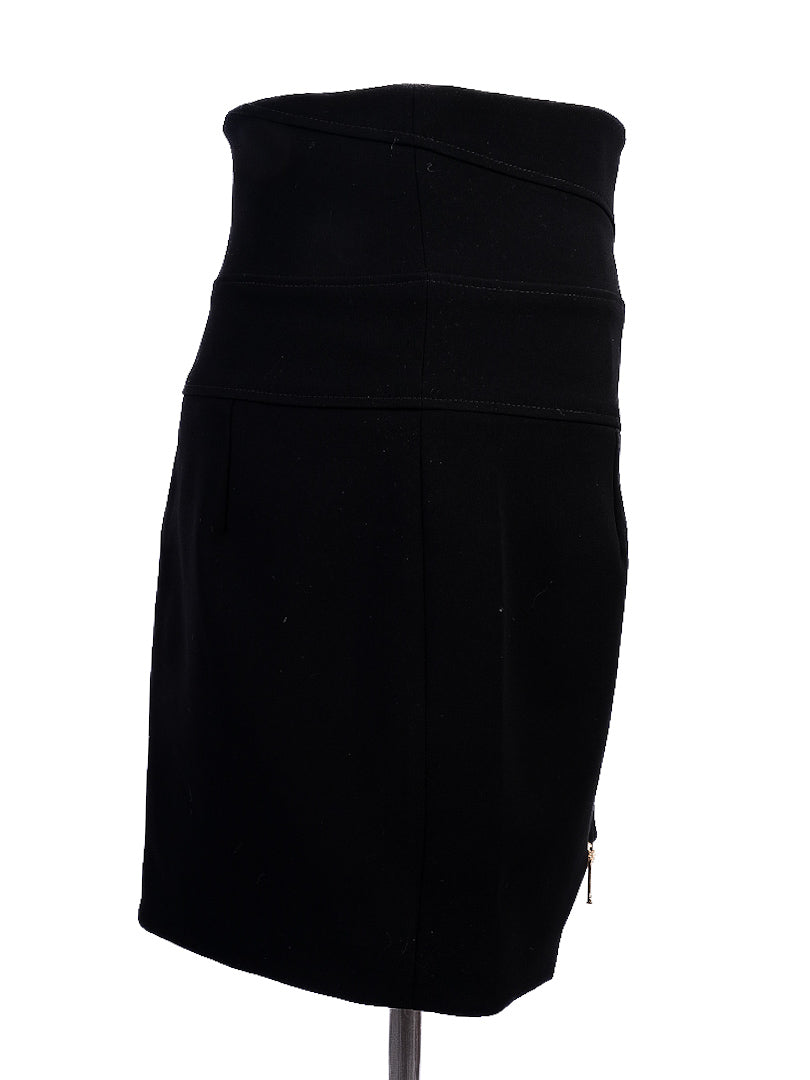 Excellent Alexandre Vauthier Black Skirt Size S with Diagonal Zipper