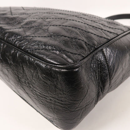 Yves Saint Laurent Cowhide Leather Niki Large Silver Shoulder Bag Black Calfskin (cowhide) Pmr 504