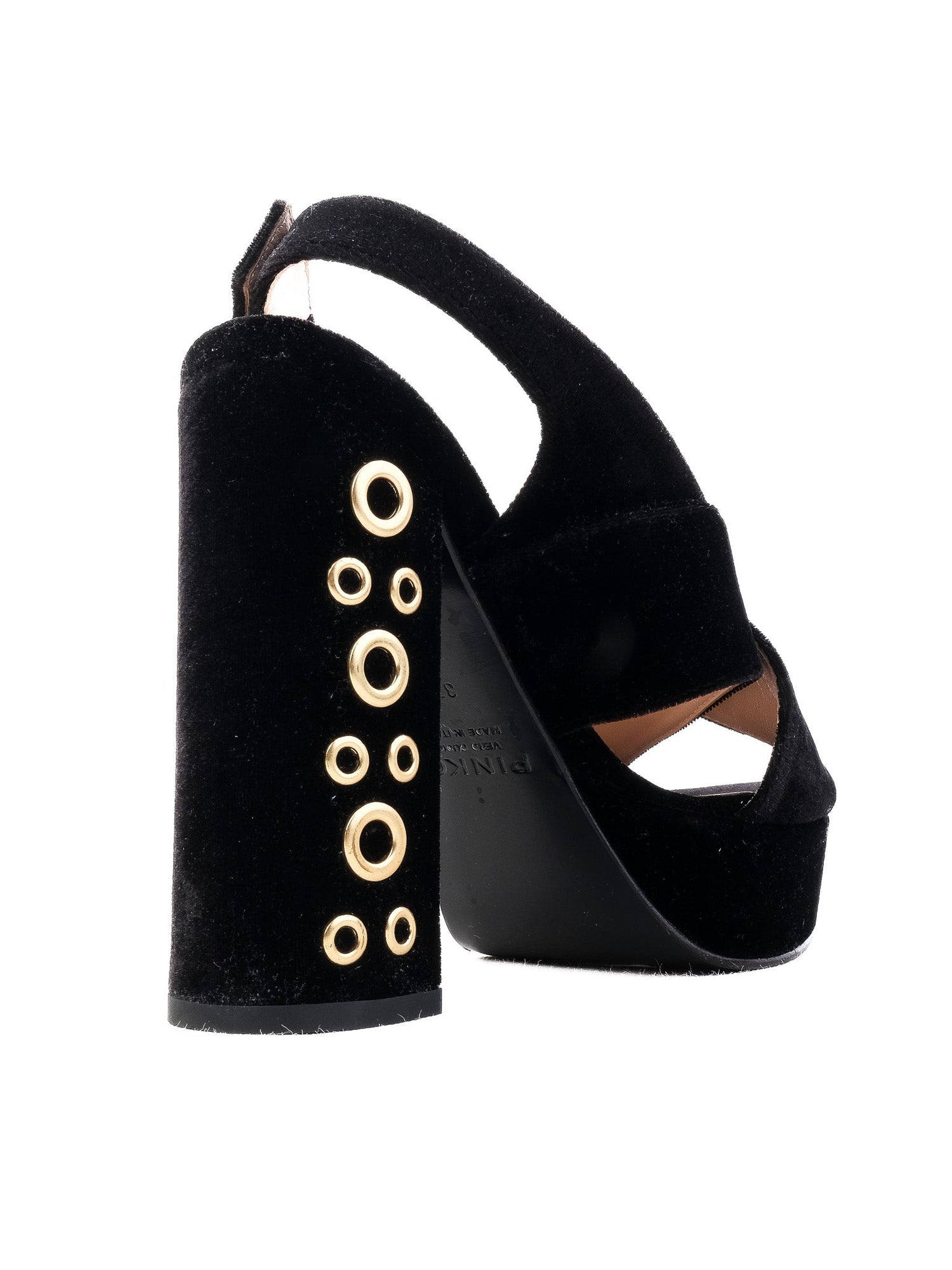 Excellent Pinko Black Leather High-Heeled Sandals Size 37