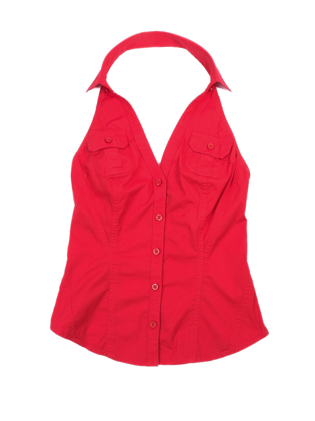 Excellent Armani Exchange Red Halter Top XS Polyester with Pockets
