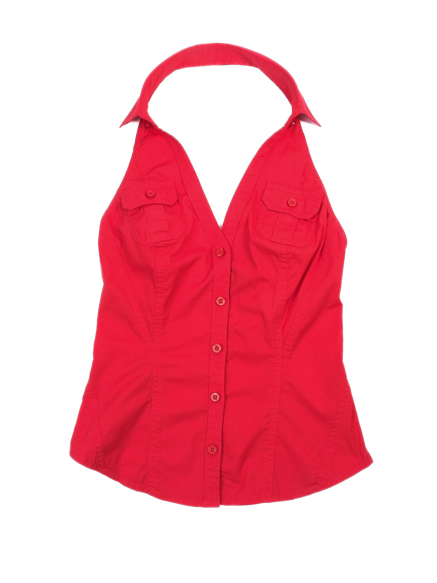 Excellent Armani Exchange Red Halter Top XS Polyester with Pockets