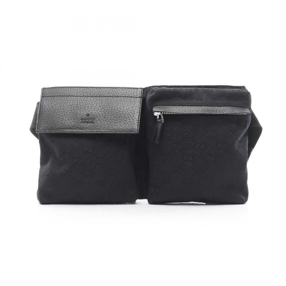 Gucci GG Monogram Double Pocket Belt Bag Black