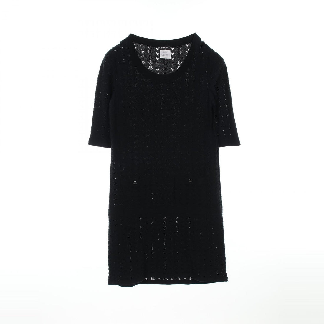 Chanel Black Coco Mark Button Dress Cotton P 45651