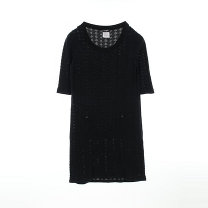 Chanel Black Coco Mark Button Dress Cotton P 45651